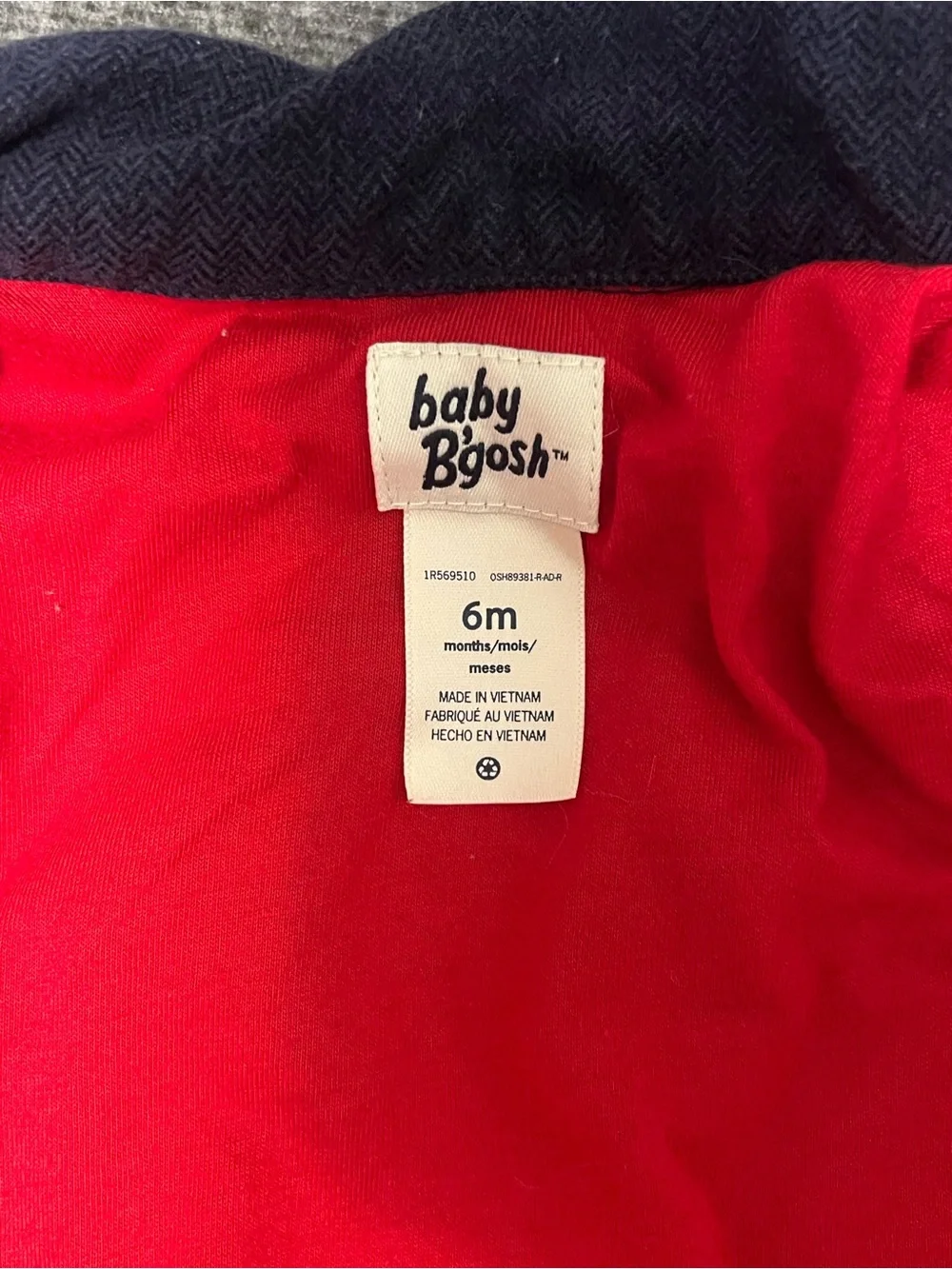 Baby B’gosh Navy Jacket Red Lining Baby Boys 6 Months